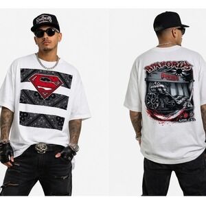 Superman AKA Binford's Custom Cycles Nor Cal Bananda White Tee Size 2XL